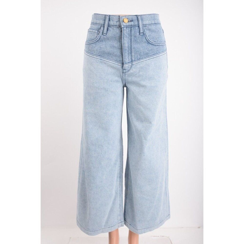 Triarchy Womens Jeans Denim Blue Two Tone Lone Ranger Wide Leg Sz 24 NWT